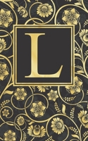 l: Beautiful Initial Monogram Letter L Fancy Journal Notebook Gorgeous Personalized Medium Lined Journal & Diary for Writing & Note Taking for Girls and Women Black Grey and Gold Floral Print 1695405897 Book Cover