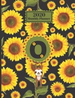 2020 Monthly Planner: Smiling Sloth Sunflowers Personalized Monogram Initial O Letter O Appointment Calendar Organizer And Journal For Writing 1710267054 Book Cover