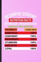 Scorpio Zodiac Nutrition Facts Serving Size Passionate Sign Amount Per Serving Calories Daily Value Ambitious Confident Passionate Stubborn Sarcastic Loyal: Lined Notebook Dietitian Nutritionist. Jour 1706394713 Book Cover