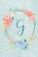 Notebook 6x9 - Initial G - Light Blue and Pink Floral Design: College ruled notebook with initials/monogram - alphabet series. 1676367004 Book Cover