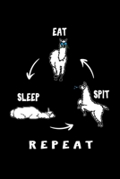 Notizbuch: Kalender 2020 Llama Alpaka Spucken Wortspiel Eat Sleep Geschenk 120 Seiten, 6X9 (Ca. A5), Jahres-, Monats-, Wochen- & Tages-Planer 1708338233 Book Cover