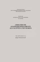 Griechische Anaphorenfragmente aus Ägypten und Nubien 3531099477 Book Cover
