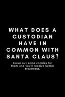 What Does A Custodian Have In Common With Santa Claus?: Funny Custodian Notebook Gift Idea For School Janitor - 120 Pages (6 x 9) Hilarious Gag Present 1677953322 Book Cover