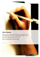 Patienten-Beschwerdemanagement Im Krankenhaus ALS Teil Der Qualitatssicherung 3638672794 Book Cover