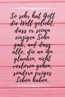 So sehr hat Gott die Welt geliebt, dass er seinen einzigen Sohn gab, auf dass alle, die an ihn glauben, nicht verloren gehen, sondern ewiges Leben haben.: Johannes 3,16 Christliches Notizbuch 110 Seit 1074872681 Book Cover