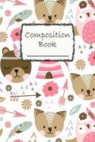 Composition Book: Cute Animal Composition Book to write in - Wide Ruled Book - owl, cat and bear, indian design. 1088707696 Book Cover