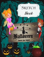 Sketch Book: Halloween Sketchbook Scetchpad for Drawing or Doodling Notebook Pad for Creative Artists Cute Kids Trick or Treat Aqua Black 1692518569 Book Cover