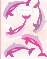 Notebook: Wide Ruled Line Notebook, School Notebook, Homes School Notebook, Gift for Kids, Students, Teens, 7.5 x 9.25 inches, Pink Dolphin Notebook 1708208550 Book Cover