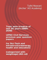 Topic wise breakup of last 25 years (1994-2019) UPSC Civil Services previous year question papers for Sci-Tech and Infrastructure(energy, health and education) (categorized with weightage) (4th ed) B086Y39WBP Book Cover