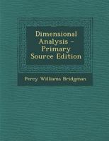 Dimensional Analysis 1015535771 Book Cover