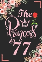 The Princess Is 77: 77th Birthday & Anniversary Notebook Flower Wide Ruled Lined Journal 6x9 Inch ( Legal ruled ) Family Gift Idea Mom Dad or Kids in Holidays - Marble & Red Love Flowers Cover 1675190720 Book Cover