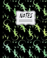 Notes: Watercolor Lizards Pattern 7.5" X 9.25" - 110 Wide Ruled Pages Lizard Notebook 1693071401 Book Cover