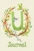 Cute Woodland Critter Journal with Initial: Cute Woodland Raccoon Journal with Green Initial 'U' 1695710398 Book Cover