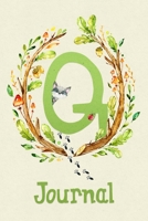 Cute Woodland Critter Journal with Initial: Cute Woodland Raccoon Journal with Green Initial 'Q' 1695710347 Book Cover