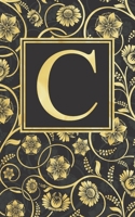 C: Beautiful Initial Monogram Letter C Fancy Journal Notebook Gorgeous Personalized Medium Lined Journal & Diary for Writing & Note Taking for Girls and Women Black Grey and Gold Floral Print 1695375769 Book Cover