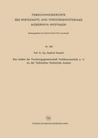 Das Institut Der Forschungsgemeinschaft Verfahrenstechnik E. V. an Der Technischen Hochschule Aachen 3663033716 Book Cover
