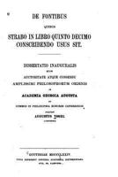 de Fontibus Quibus Strabo in Libro Quinto Decimo Conscribendo Usus Sit 1160388903 Book Cover
