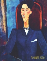 Modigliani Weekly Planner 2020: Jean Cocteau Artsy Daily Organizer: January - December Beautiful Large Cubism Scheduler Red & Blue Painting, Man in Black Suit Artistic Modern Art Agenda Scheduler For  1711578347 Book Cover