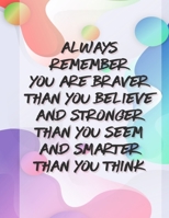 Always Remember You Are Braver Than You Believe Stronger Than You Seem & Smarter Thank You Think: Girls Inspirational Journal Large Composition Book Notebook Gift for Women & Girls (Abstract) 1708492992 Book Cover