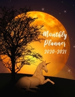 Monthly Planner 2020-2021: Calendar to write on, with unicorn and moon on cover 1695549325 Book Cover