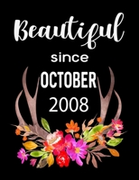 Beautiful Since October 2008: 7.44" x 9.69" 100 pages 50 sheets Composition Notebook College Ruled Book 1687072604 Book Cover