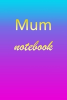 Mum: Blank Notebook Wide Ruled Lined Paper Notepad Writing Pad Practice Journal Custom Personalized First Name Initial M Blue Purple Gold Taking Class Notes, Homework, Studying School Homeschool & Uni 1670865657 Book Cover