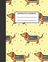 Composition Notebook: Dachshund Sausage Dog Pattern Wide Ruled Lined Book For Students Large 8.5 x 11 Size 120 pages 1098984439 Book Cover