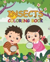 INSECTS COLORING BOOK: The book contains paired pages with the colored drawing on the left page and the outline with thick lines on the right page, easy to color B0CWJ6N59J Book Cover