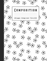 Composition: Wide ruled education composition notebook for school and college students and teachers - Black and white football print cover art design 108076822X Book Cover