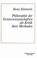 Philosophie der Geisteswissenschaften als Kritik Ihrer Methoden 9400997493 Book Cover
