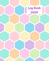 Log Book 2020: Low content book publishers log book. List date made, isbn, title, interior source and imprint used. Perfect to organize and track books published. Pastel shades funky honeycomb design 1675720363 Book Cover