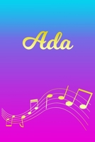Ada: Sheet Music Note Manuscript Notebook Paper - Pink Blue Gold Personalized Letter A Initial Custom First Name Cover - Musician Composer Instrument Composition Book - 12 Staves a Page Staff Line Not 1706579667 Book Cover