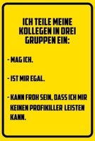 Ich teile meine Kollegen in drei Gruppen ein: - Mag ich. - Ist mir egal. - Kann froh sein, dass ich mir keinen Profikiller leisten kann.: Notizbuch - Geschenke f�r B�ro, Arbeitskollegen, Kollegen, Mit 1709835745 Book Cover