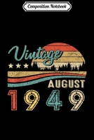 Composition Notebook: Retro Vintage August 1949 70 Years Old Journal/Notebook Blank Lined Ruled 6x9 100 Pages 1702195473 Book Cover