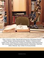 Das Gesetz Der Proportionalen Widerstande Und Seine Anwendungen (1885) 1160362963 Book Cover