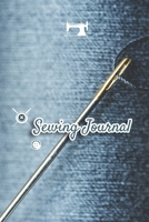 Sewing journal: Sewing planner Gifts for quilters Quilters journal For the sewing lover, crafter and machinists 111 pages lined 6x9 inches paperback aquamarine photo with thread on blue fabric 1671195213 Book Cover
