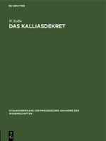 Das Kalliasdekret 3112505891 Book Cover