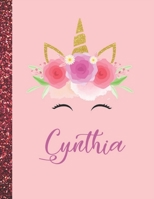 Cynthia: Cynthia Marble Size Unicorn SketchBook Personalized White Paper for Girls and Kids to Drawing and Sketching Doodle Taking Note Size 8.5 x 11 1658501535 Book Cover