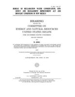 Bureau of Reclamation Water Conservation, Efficiency, and Management Improvement Act and drought conditions in New Mexico 1673816541 Book Cover