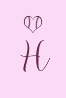 H: Name Monogram Initial H Softball 6x9" Lined Notebook/Journal Gift Idea For Girls, Women, School, College and Work 1695550439 Book Cover