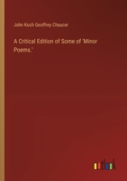 A Critical Edition of Some of 'Minor Poems.' 3385326532 Book Cover