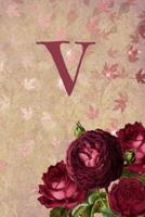 V: Initial roses floral line notebook jotter 1080096175 Book Cover