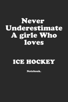 Never Underestimate A Girl Who Loves Ice Hockey.: Notebook 1651833028 Book Cover