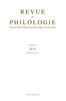 Revue de Philologie de Litterature Et d'Histoires Anciennes 89-2 2252040777 Book Cover