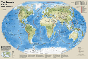 The Dynamic Earth, Plate Tectonics [Laminated] (National Geographic Reference Map) 1597754560 Book Cover