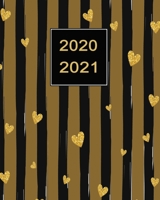 2020-2021 Two Year Planner: 2-Year Diary, Scheduler and Organizer for Office Work & Personal Use With Daily To-Do List, Yearly Calendar and Priorities - Golden Hearts Lines 1709916702 Book Cover