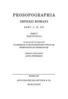 Prosopographia Imperii Romani Saeculi I. Ii. Iii.: Pars V, Fascicluls 2 (M) 3110089025 Book Cover