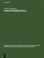Varia Epigraphica 3112537157 Book Cover