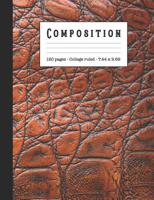 Composition: Wide ruled education composition notebook for school and college students and teachers - Brown mock croc sophisticated leather effect cover design 1080279113 Book Cover