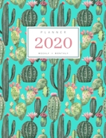 Planner 2020 Weekly Monthly: 8.5 x 11 Full Year Notebook Organizer Large 12 Months - Jan to Dec 2020 Watercolor Cactus Succulent Design Turquoise 1698877447 Book Cover